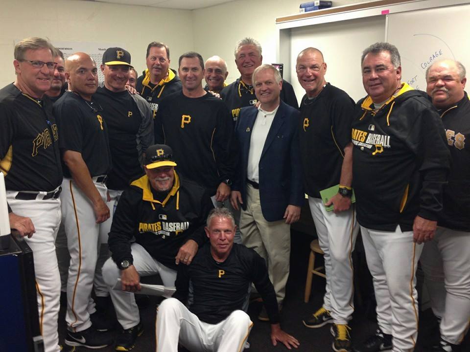 Bill with the coaches of the Pittsburgh Pirates
