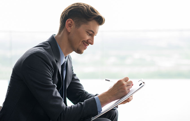 business man reading