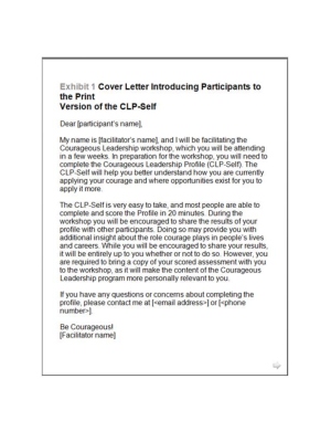 Cover Letter Introducing Participants to the CLP-Self