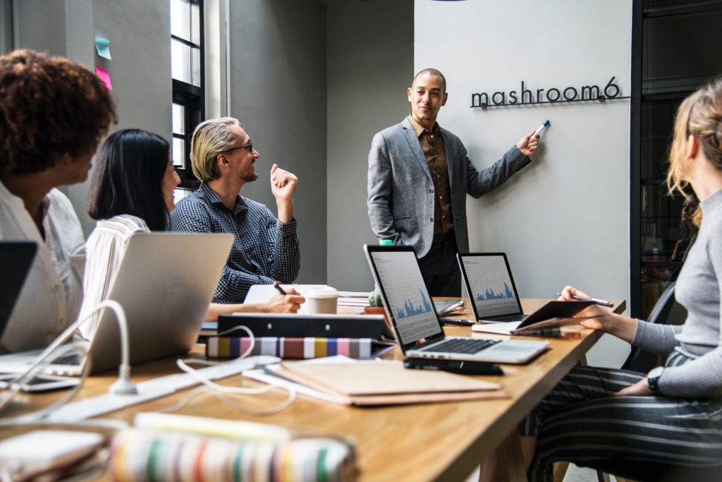 Team at work in an office 