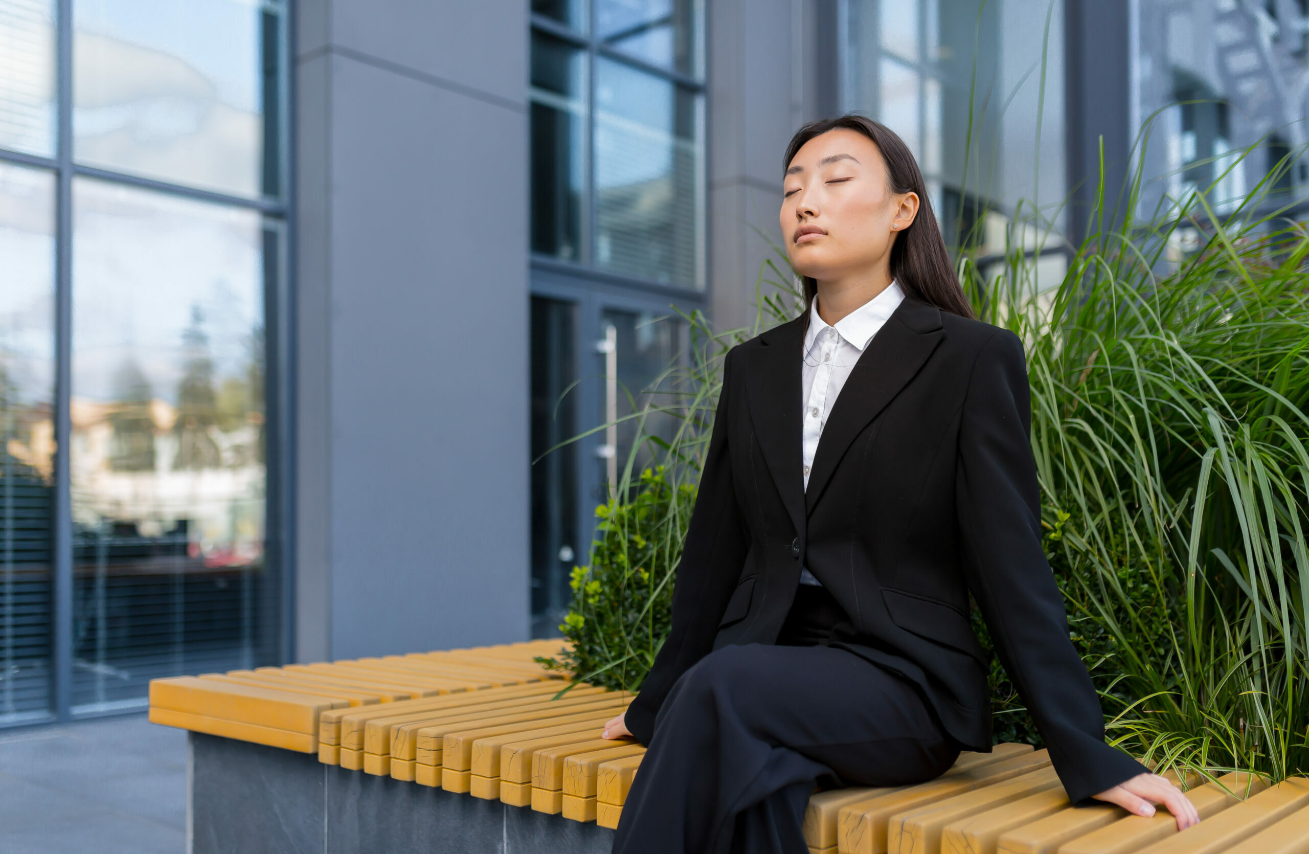 business woman pause to reflect