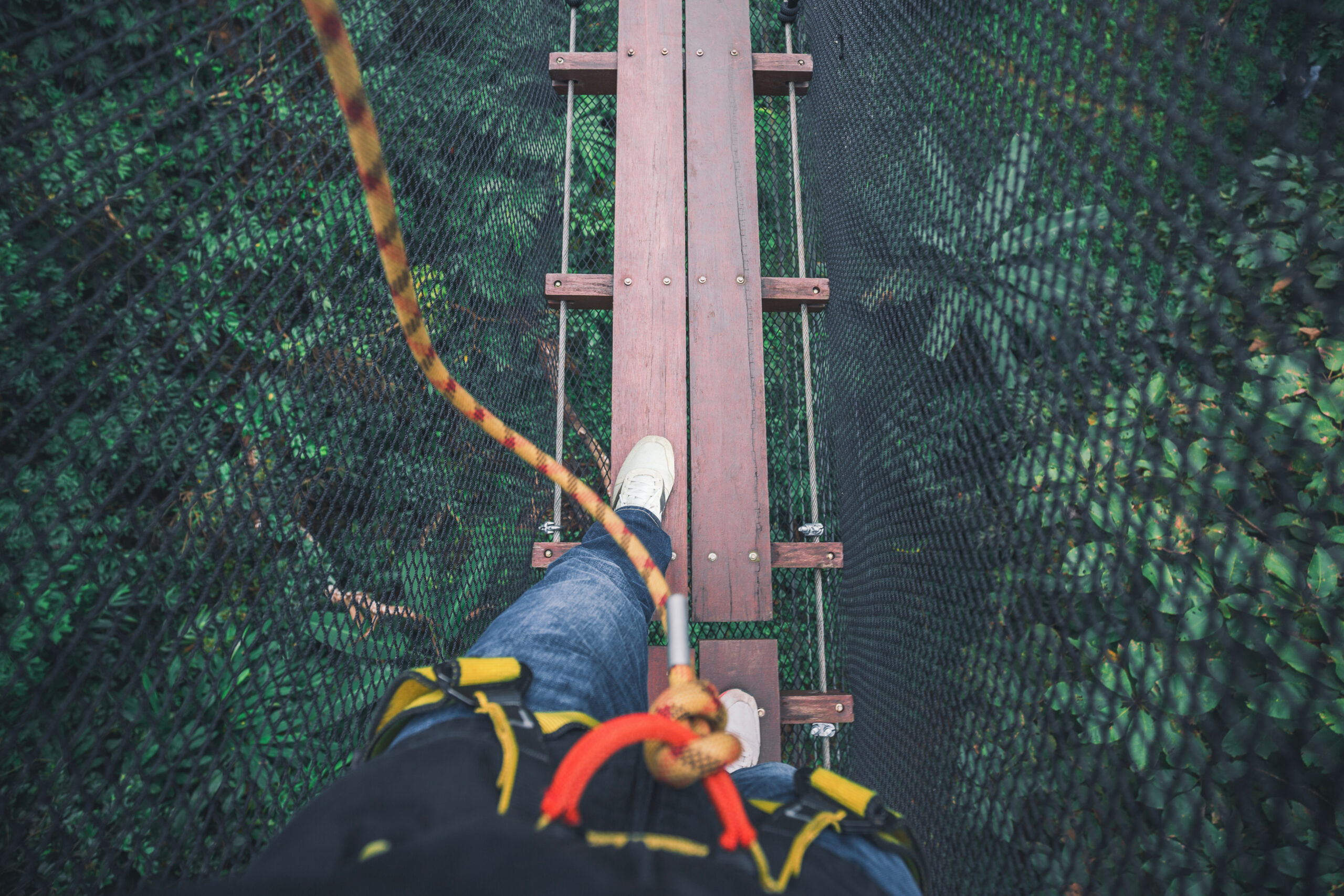 nets creating safety on a narrow high bridge