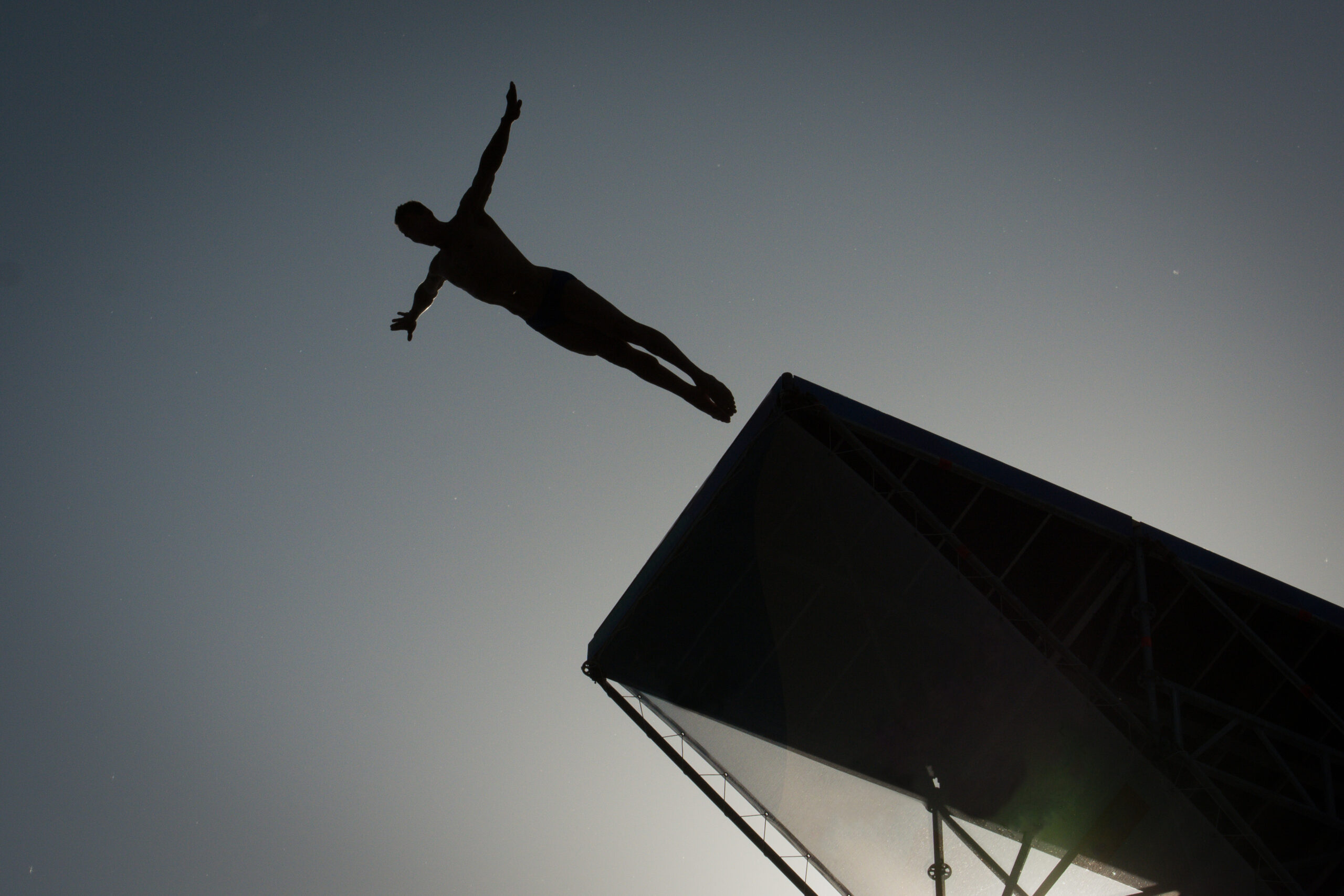 High diver taking a risk