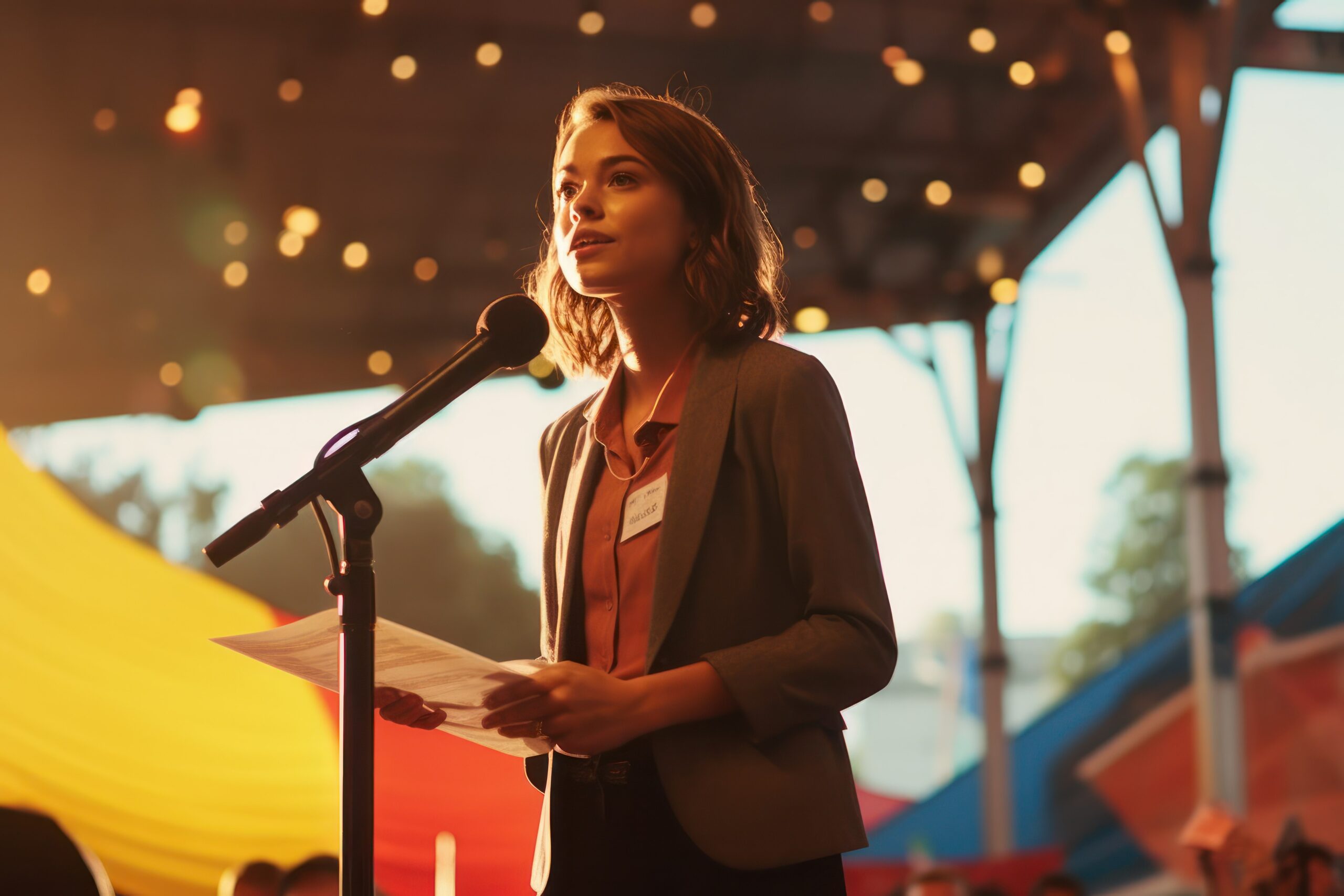 A women speaking and being couragoues