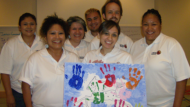 group displaying an art project